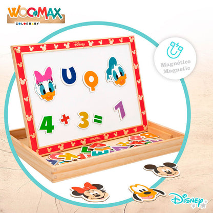 Дървена магнитна дъска Disney Mickey Mouse - 48 части с цветни букви и числа, играчка за обучение и творчество.