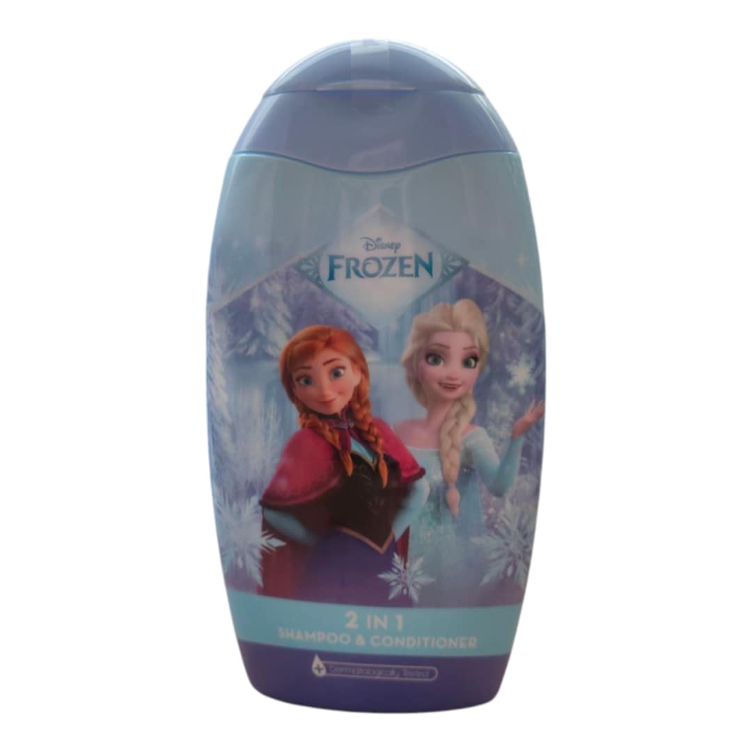 Детски шампоан и душ гел Frozen 2 в 1 с изображения на Ана и Елза, идеален за деца.
