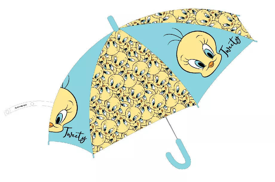 Детски чадър Tweety в син цвят с веселия Туити, идеален за дъждовни дни и детски игри.