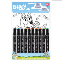 Комплект за оцветяване Bluey с цветни маркери и номерирани картинки за детска креативност.