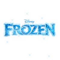Лого на Disney Frozen с персонажи от анимационния филм, подходящо за детски игри и играчки.