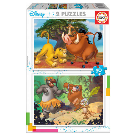 Детски пъзел lion King 2x20 части с изображения на Симба, Пумба и Тимон.