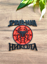 Персонализирана 3D рамка Spiderman с име Никола и декоративен елемент от паяжина