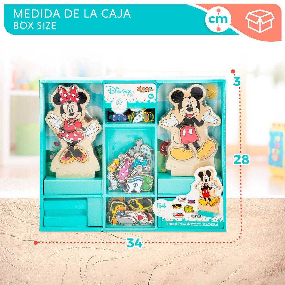 Disney Дървен Магнитен Комплект Mickey & Minnie – 54 Части, играчка за развиване на въображението на децата.
