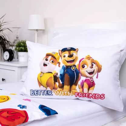 Детско спално бельо Paw Patrol с калъфка за възглавница с герои от Патрул на Пес.
