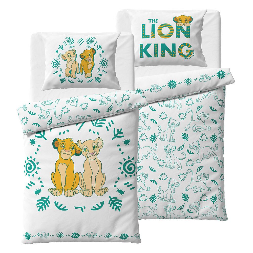 Детско двулицево спално бельо Lion king с Симба и Нала, размер 140 х 200 см, 100% памук.