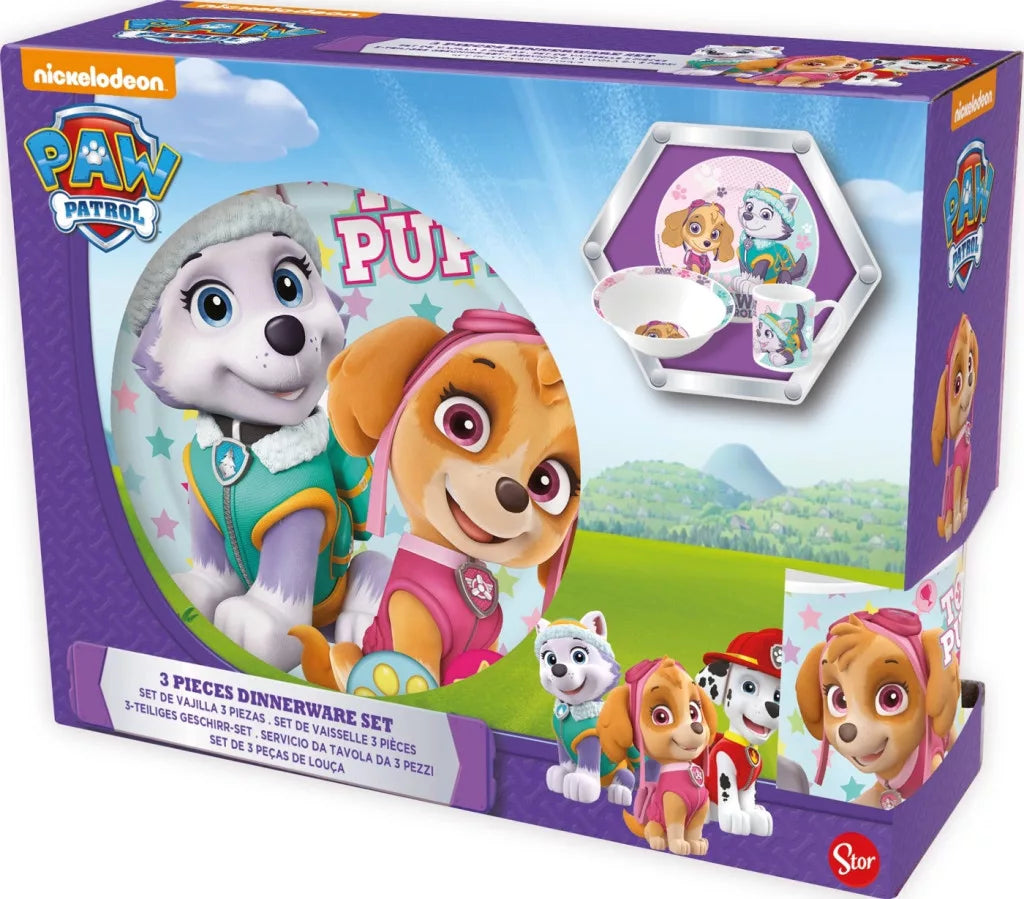Керамичен сервиз за хранене Paw Patrol, комплект с чаша, купа и чиния, с любимите герои на децата.