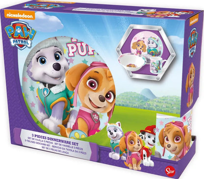 Керамичен сервиз за хранене Paw Patrol, комплект с чаша, купа и чиния, с любимите герои на децата.