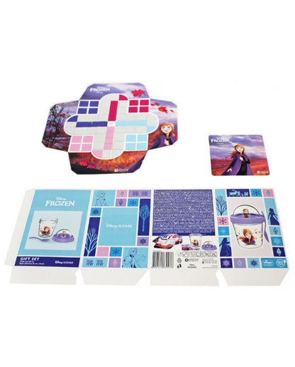 Детски подаръчен комплект Frozen с чаша, игрално поле и карти за деца над 3 години