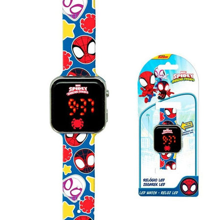 LED детски часовник Spidey с червен дисплей и детски цветен дизайн на Спайдермен.