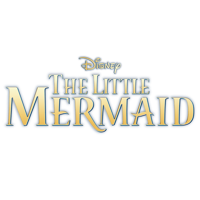 Логото на Disney за "Малката русалка" с цветен текст и морска тематика.
