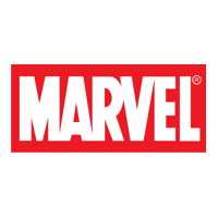 Лого на Marvel с анимационен персонаж, представляващ детска тема и игрив дизайн.