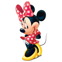 Мини Маус с червена рокля и зелени обувки, заобиколена от логото на Marvel.