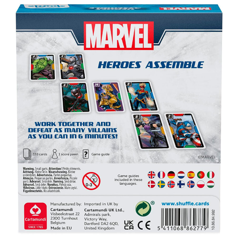 Настолна игра Marvel Heroes Assemble - детска, картички с супергерои от Marvel, работа в екип, забавление за деца.