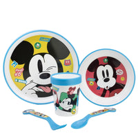Комплект за хранене Mickey Mouse - сервиз с чаша, купа, чиния и прибори за детско хранене.