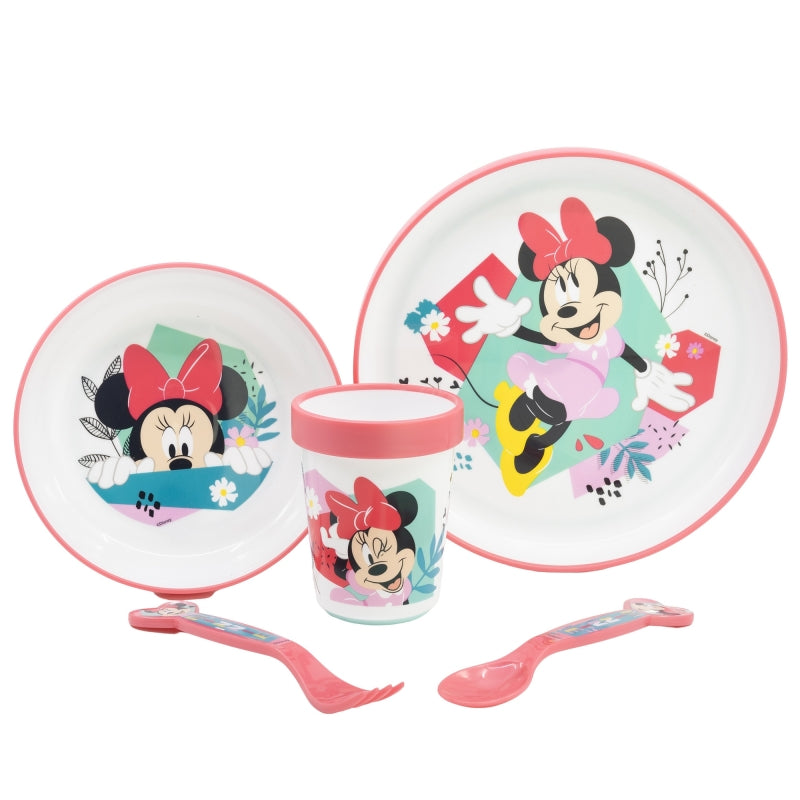 Комплект за хранене Minnie Mouse - чаша, купа, чиния и прибори с Мини Маус