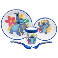 Комплект за хранене StiTch с чинии, купа и чаша с изображение на Ститч за деца.