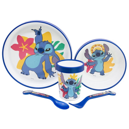 Комплект за хранене StiTch с чинии, купа и чаша с изображение на Ститч за деца.