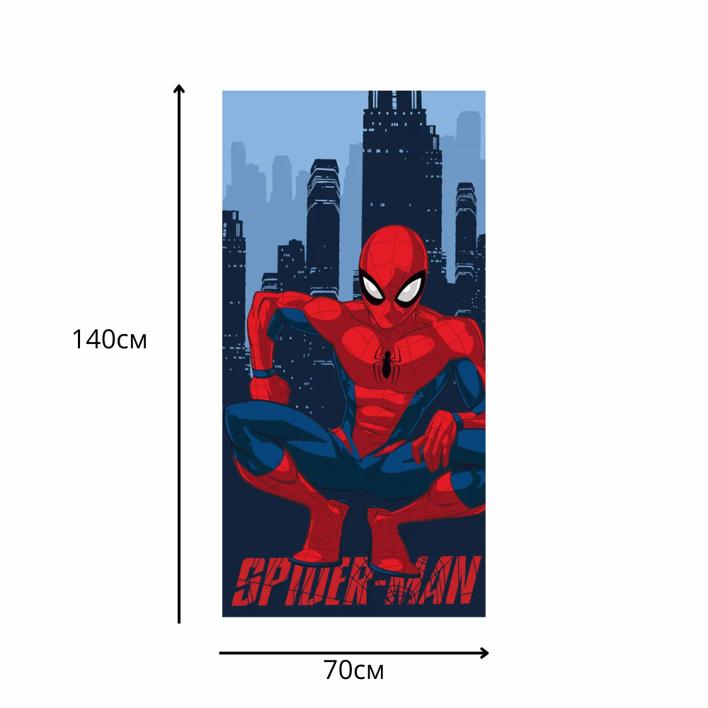 Памучна детска хавлия за плаж Spiderman с размери 70см х 140см.