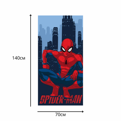 Памучна детска хавлия за плаж Spiderman с размери 70см х 140см.