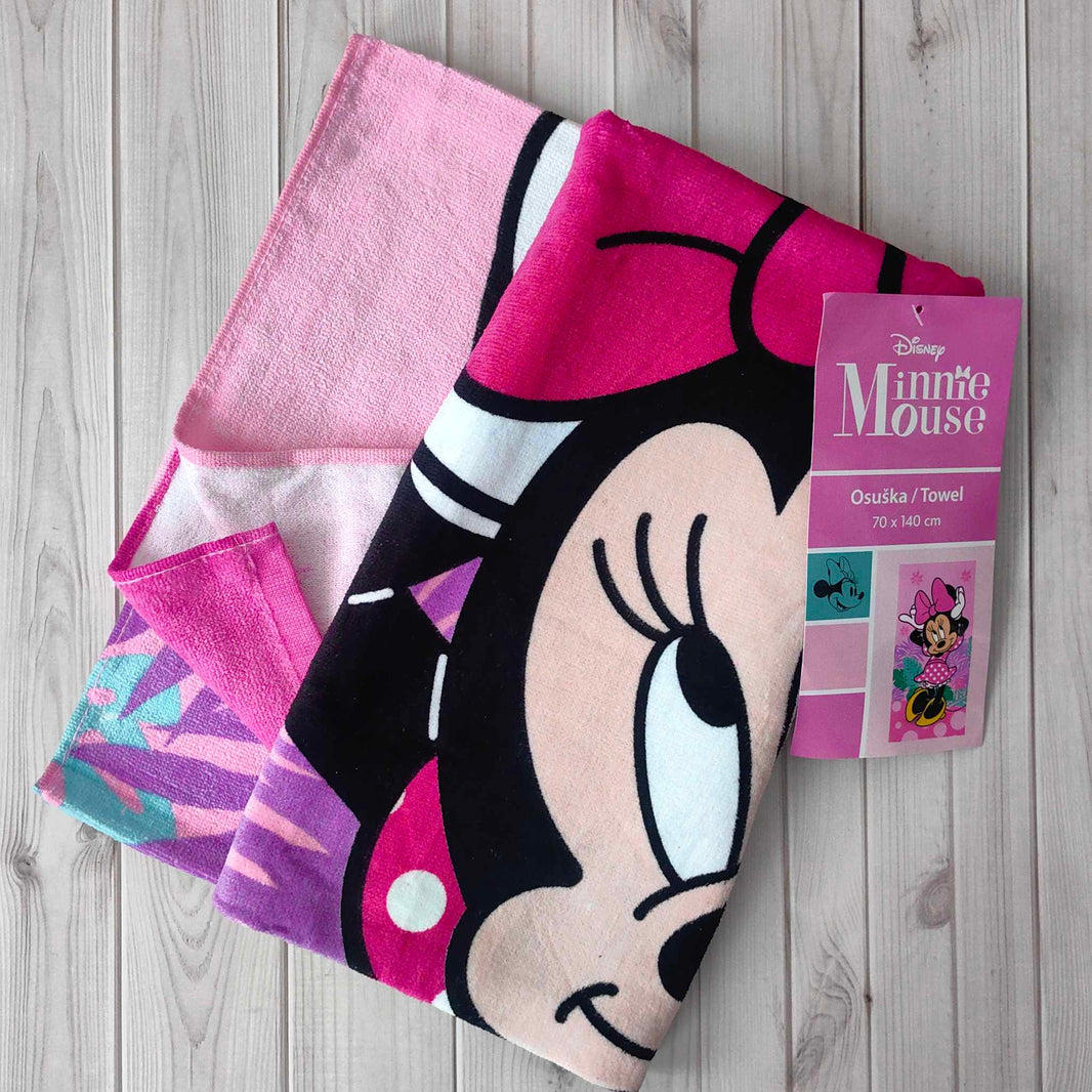 Памучна детска хавлия за плаж Minnie Mouse, идеална за забавление и игри на плажа.