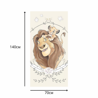 Памучна детска хавлия за плаж The Lion King с изображения на Симба и Муфаса, удобна и мека за деца.