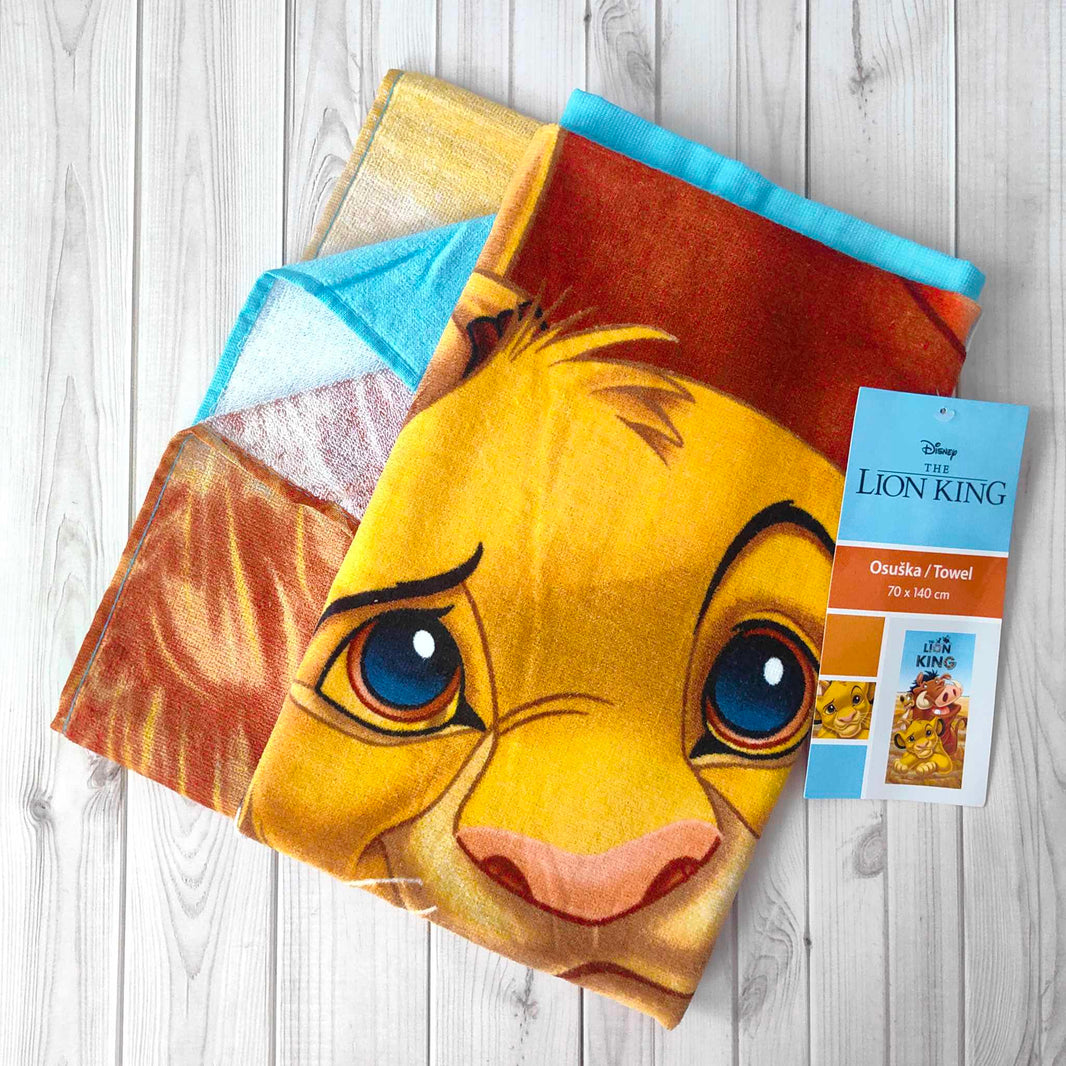 Памучна плажна хавлия за плаж The Lion King с изображение на Симба, 100% памук, бързо абсорбиране на влага.