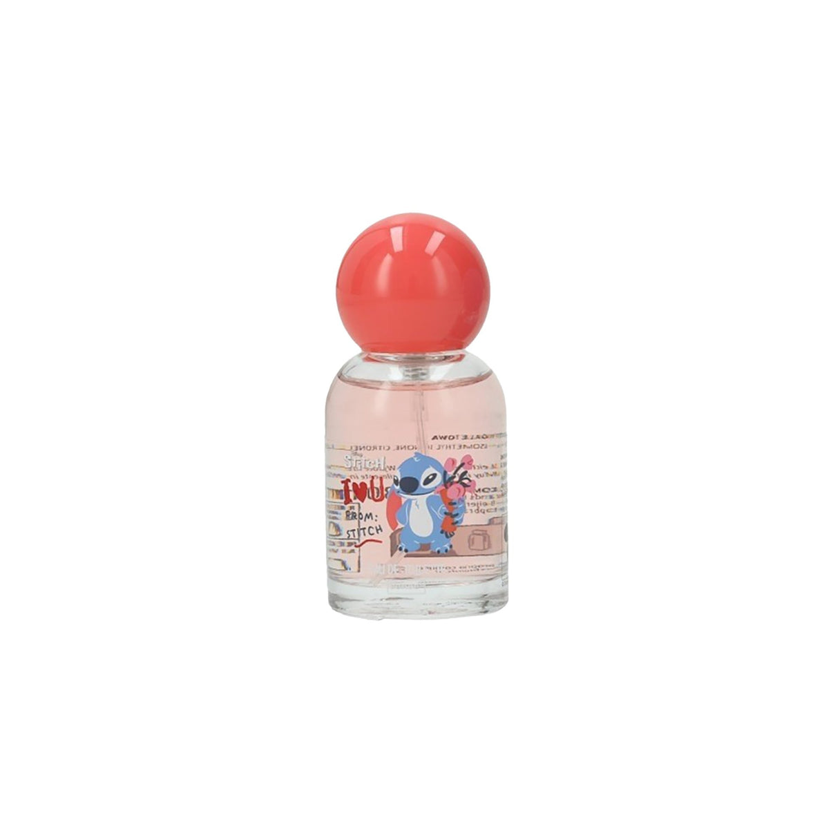 Парфюмна вода Stitch, 30ml - детски лек аромат с тематична бутилка Stitch и практичен розов капак за носене