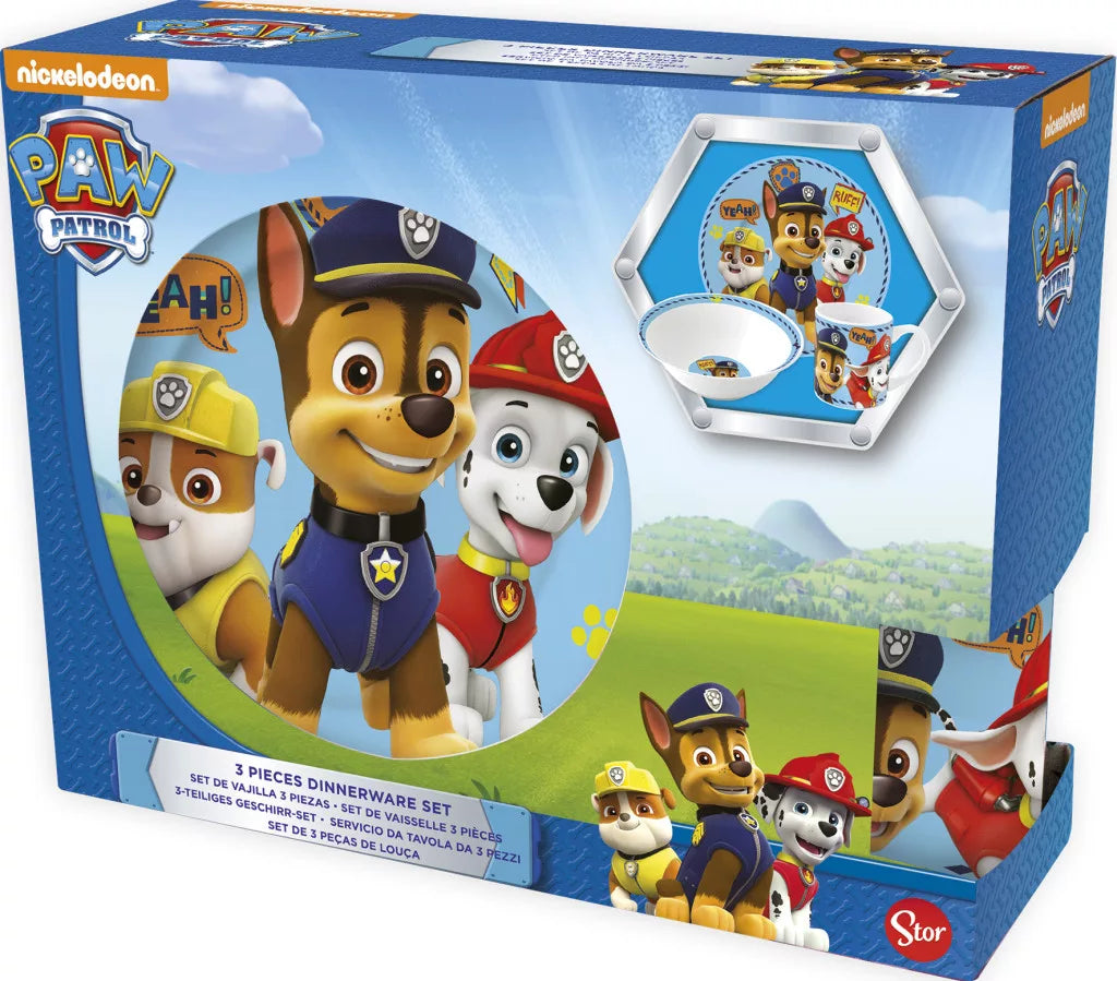 Керамичен сервиз за хранене Paw Patrol - весел комплект с чаша, купа и чиния за деца с любими герои.
