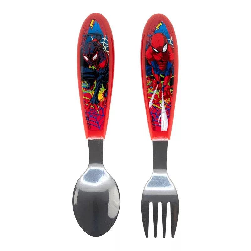 Метални прибори 2 части Spiderman - комплект с лъжица и вилица с дизайн на Спайдърмен.