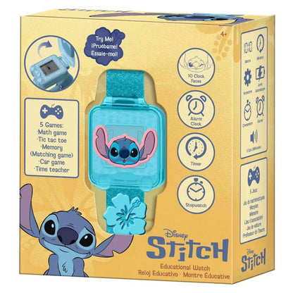 Детски дигитален часовник с игри Stitch в оригинална опаковка с син ремък и Disney Stitch тема.