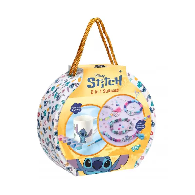 Творчески комплект Disney Stitch 2 в 1 от Totum в кръгло куфарче с дръжки