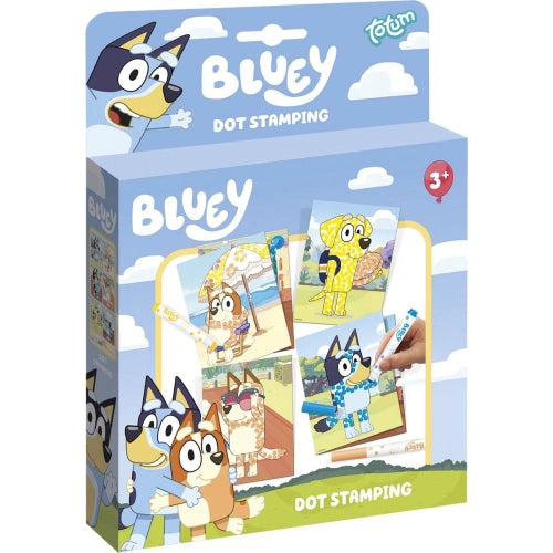 Творчески комплект - оцветяване с точки Bluey за деца с шаблони и маркери.