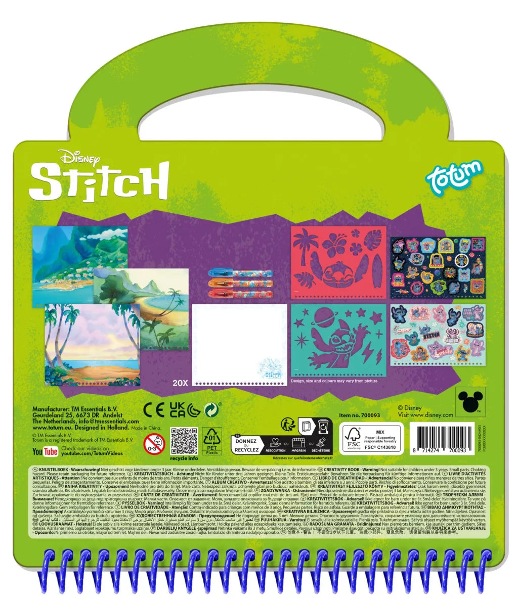 Творчески комплект за рисуване Stitch с шаблони и стикери за игри и забавление.