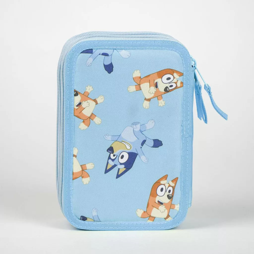 Ученически несесер с пособия Bluey - С 3 ципа, с весели фигури на Блуи.